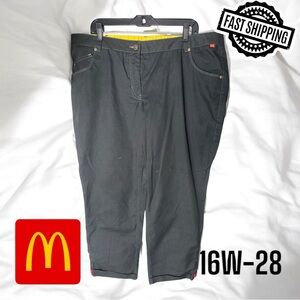 McDonalds Timeless Elements Pants Womens Sz 16w-28 Black Cuffed Employee Uniform